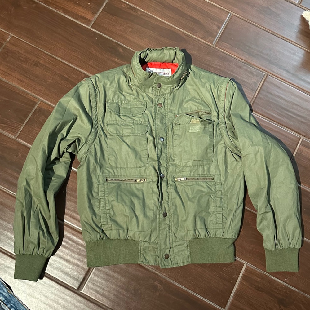 Vintage Chess King Olive Green Bomber Jacket